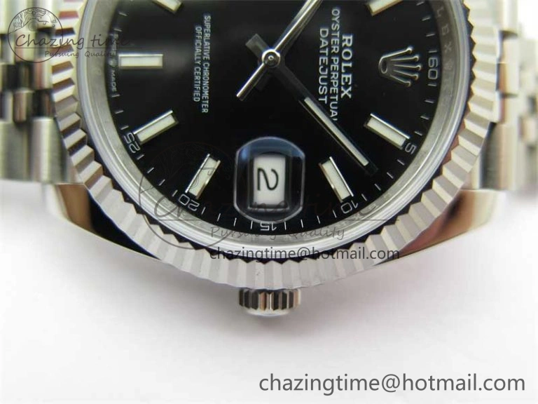 Flexible DateJust 41 126334 Clean 1:1 Best Edition 904L Steel Black Stick Dial on Jubilee Bracelet VR 2466