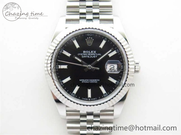 Flexible DateJust 41 126334 Clean 1:1 Best Edition 904L Steel Black Stick Dial on Jubilee Bracelet VR 2466