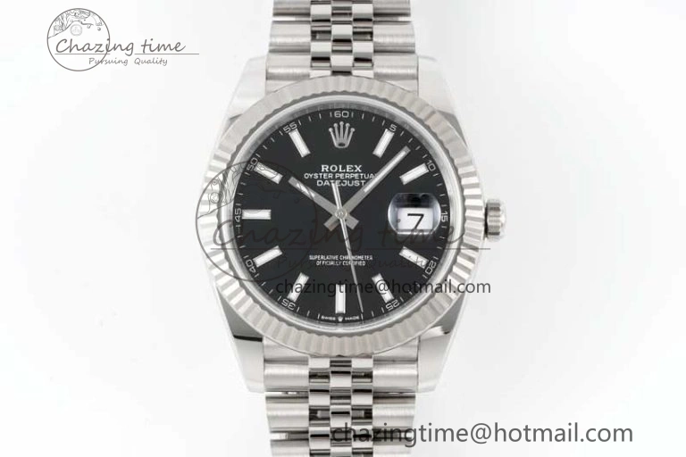 QuickDry DateJust 41 126334 Clean 1:1 Best Edition 904L Steel Black Stick Dial on Jubilee Bracelet VR 2435