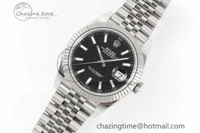 QuickDry DateJust 41 126334 Clean 1:1 Best Edition 904L Steel Black Stick Dial on Jubilee Bracelet VR 2435