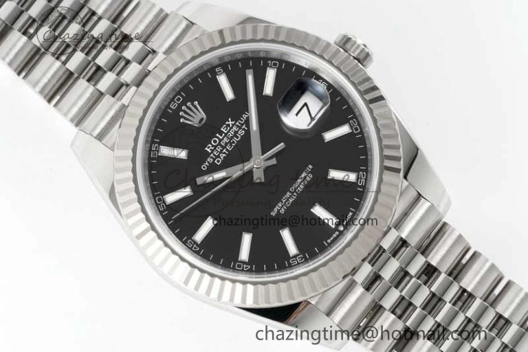QuickDry DateJust 41 126334 Clean 1:1 Best Edition 904L Steel Black Stick Dial on Jubilee Bracelet VR 2435