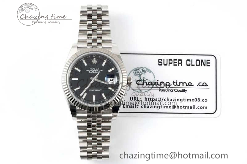 QuickDry DateJust 41 126334 Clean 1:1 Best Edition 904L Steel Black Stick Dial on Jubilee Bracelet VR 2435