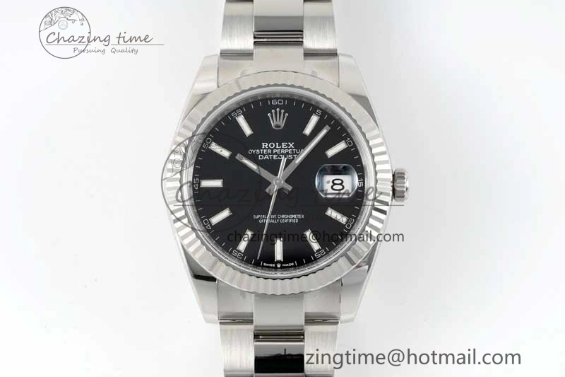 DateJust 41 126334 Clean 1:1 Best Edition 904L Steel Black Stick Dial on Oyster Bracelet VR Comfortable 2432