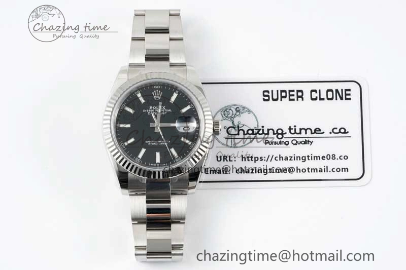 DateJust 41 126334 Clean 1:1 Best Edition 904L Steel Black Stick Dial on Oyster Bracelet VR Comfortable 2432