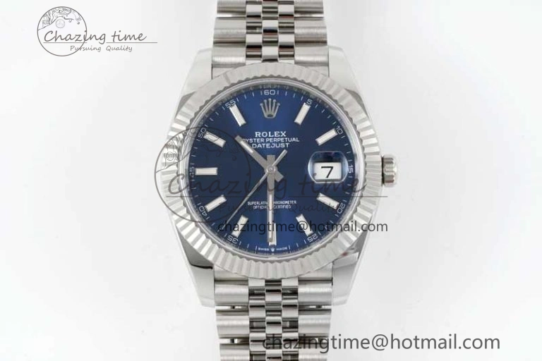 WeatherProof DateJust 41 126334 Clean 1:1 Best Edition 904L Steel Blue Stick Dial on Jubilee Bracelet VR 2436