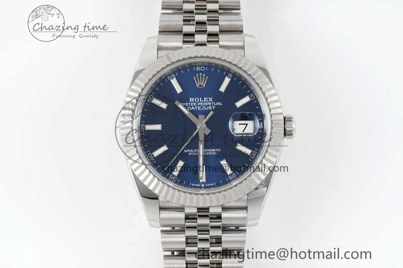 WeatherProof DateJust 41 126334 Clean 1:1 Best Edition 904L Steel Blue Stick Dial on Jubilee Bracelet VR 2436