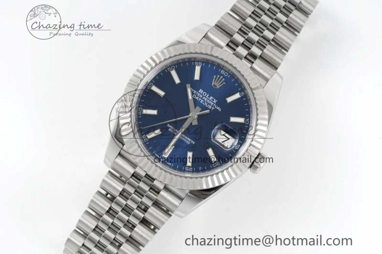 WeatherProof DateJust 41 126334 Clean 1:1 Best Edition 904L Steel Blue Stick Dial on Jubilee Bracelet VR 2436