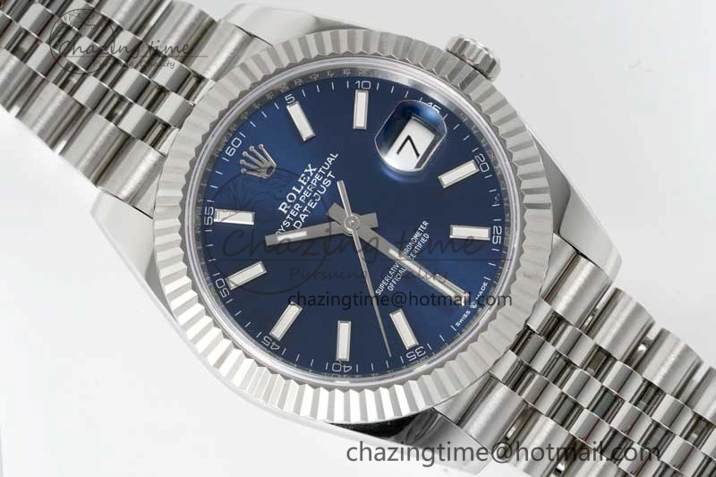 WeatherProof DateJust 41 126334 Clean 1:1 Best Edition 904L Steel Blue Stick Dial on Jubilee Bracelet VR 2436