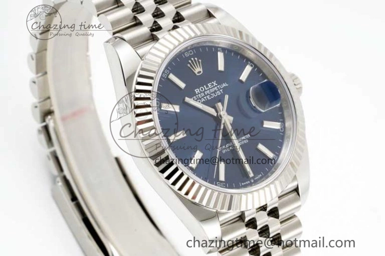 WeatherProof DateJust 41 126334 Clean 1:1 Best Edition 904L Steel Blue Stick Dial on Jubilee Bracelet VR 2436