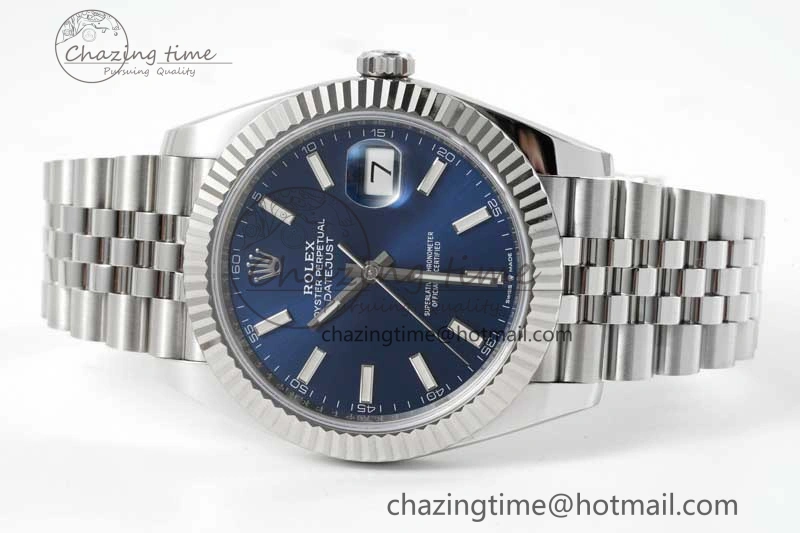 WeatherProof DateJust 41 126334 Clean 1:1 Best Edition 904L Steel Blue Stick Dial on Jubilee Bracelet VR 2436