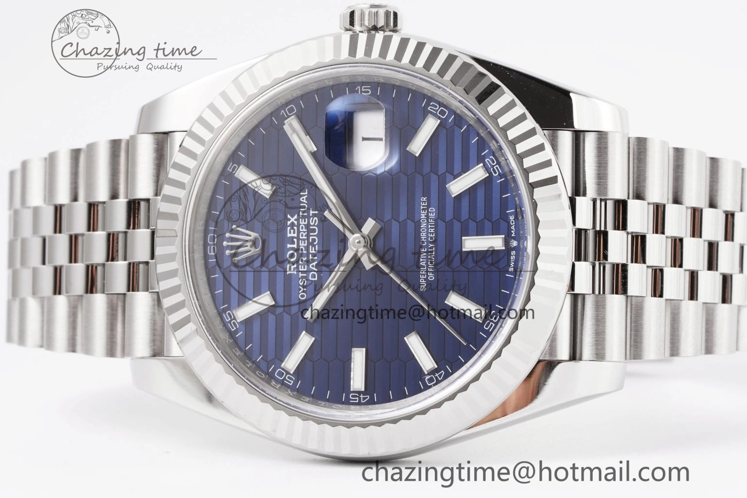 DateJust 41 126334 Clean 1:1 Best Edition 904L Steel Blue Texuted Dial on Jubilee Bracelet VR EasyCare 1991