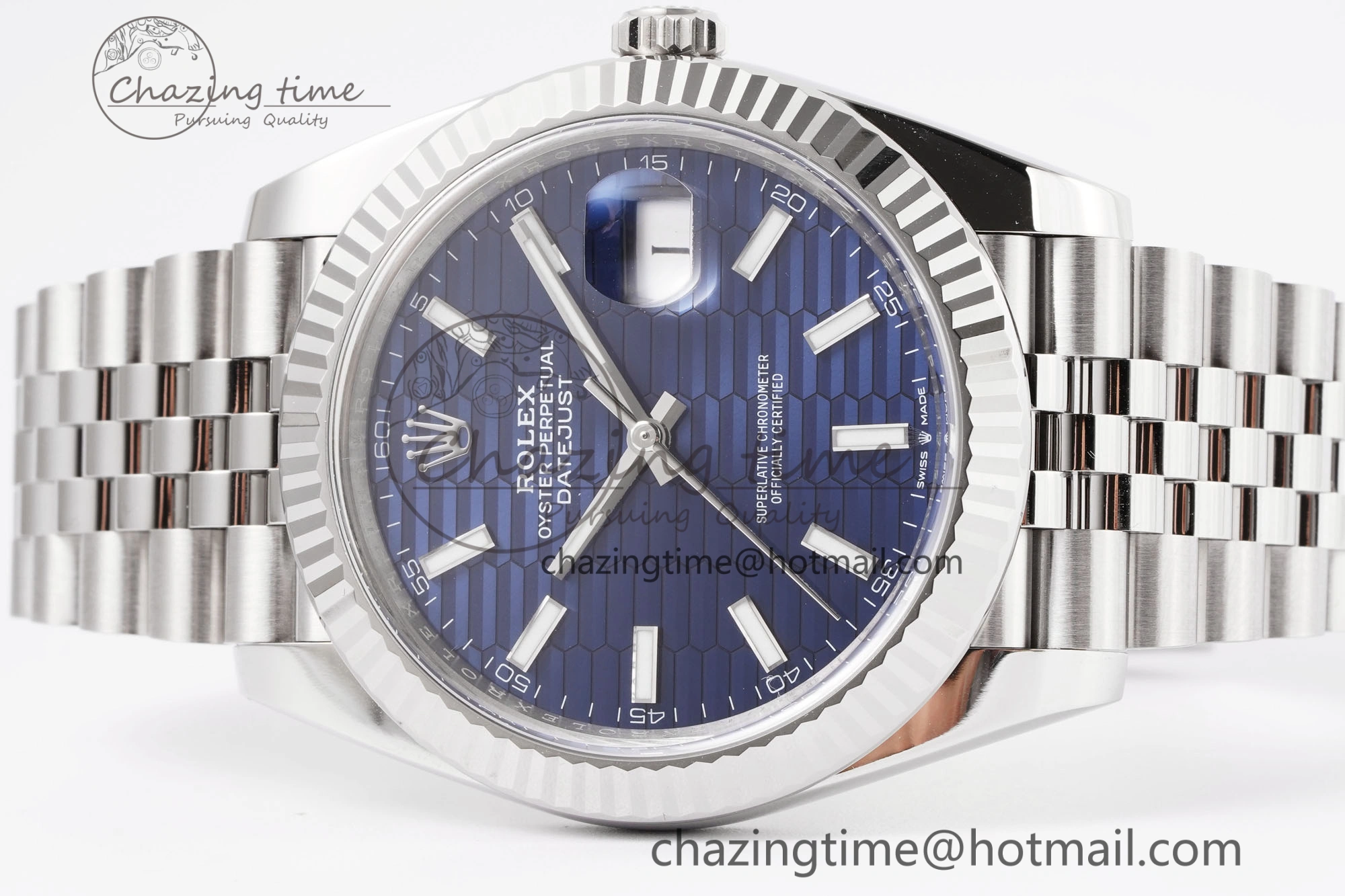 DateJust 41 126334 Clean 1:1 Best Edition 904L Steel Blue Texuted Dial on Jubilee Bracelet VR EasyCare 1991