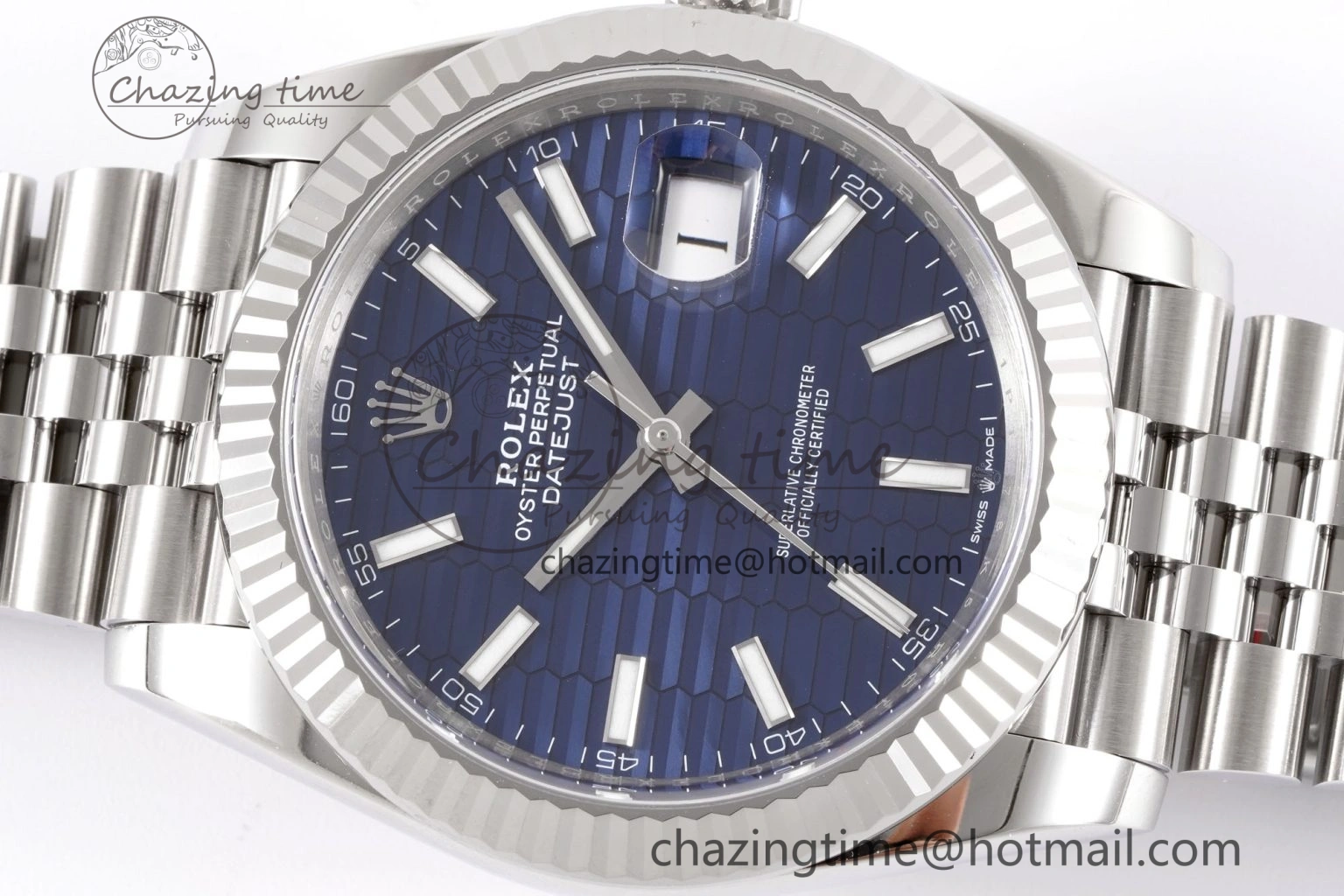DateJust 41 126334 Clean 1:1 Best Edition 904L Steel Blue Texuted Dial on Jubilee Bracelet VR EasyCare 1991