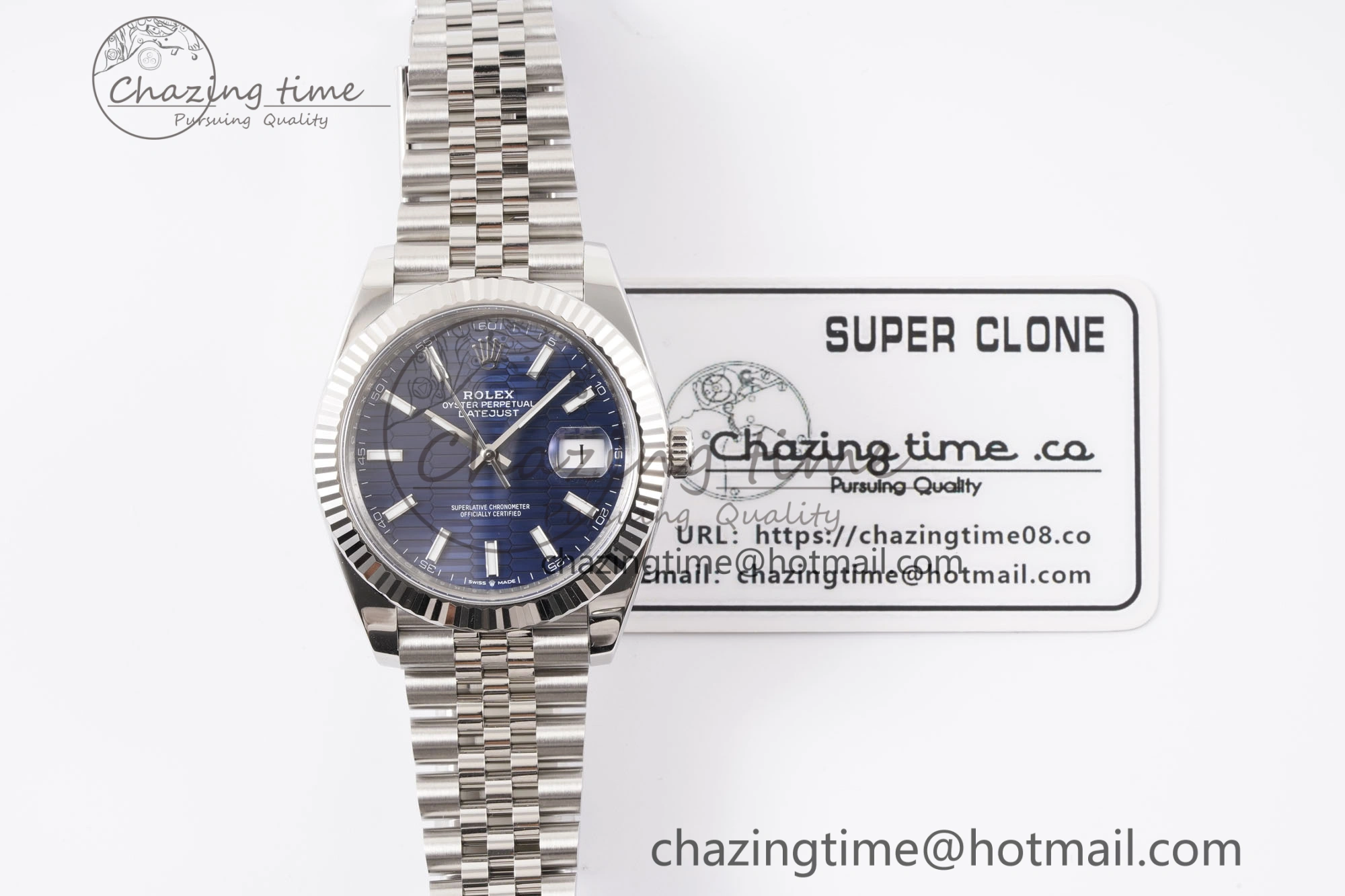 DateJust 41 126334 Clean 1:1 Best Edition 904L Steel Blue Texuted Dial on Jubilee Bracelet VR EasyCare 1991