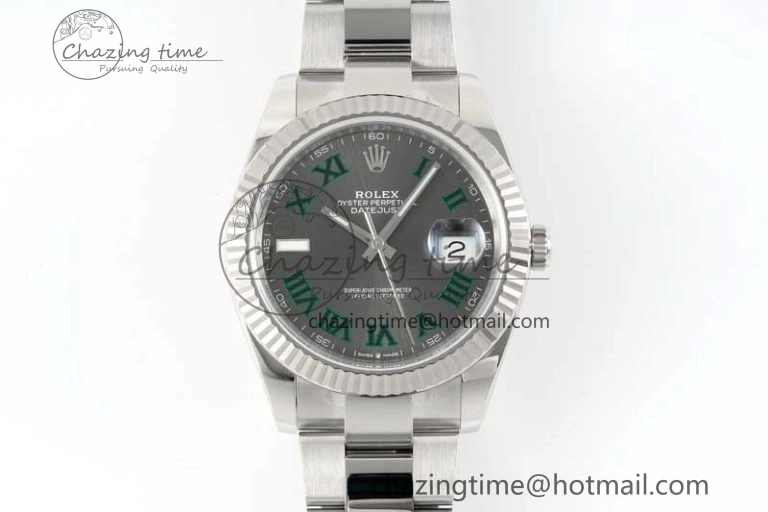 Breathable DateJust 41 126334 Clean 1:1 Best Edition 904L Steel Gray Roman Dial on Oyster Bracelet VR 2430