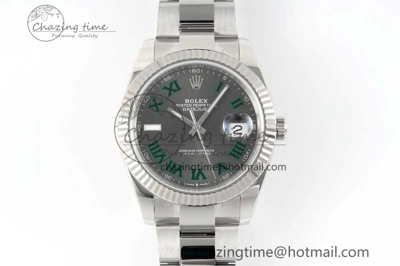 Breathable DateJust 41 126334 Clean 1:1 Best Edition 904L Steel Gray Roman Dial on Oyster Bracelet VR 2430