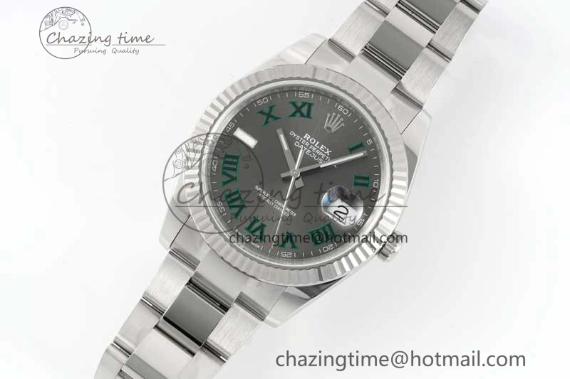 Breathable DateJust 41 126334 Clean 1:1 Best Edition 904L Steel Gray Roman Dial on Oyster Bracelet VR 2430