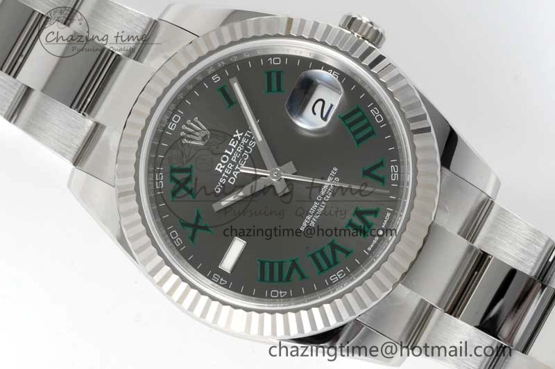 Breathable DateJust 41 126334 Clean 1:1 Best Edition 904L Steel Gray Roman Dial on Oyster Bracelet VR 2430