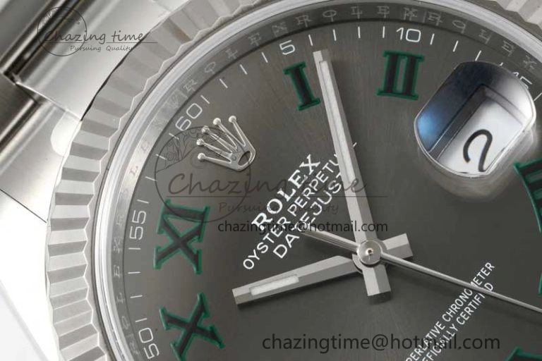Breathable DateJust 41 126334 Clean 1:1 Best Edition 904L Steel Gray Roman Dial on Oyster Bracelet VR 2430
