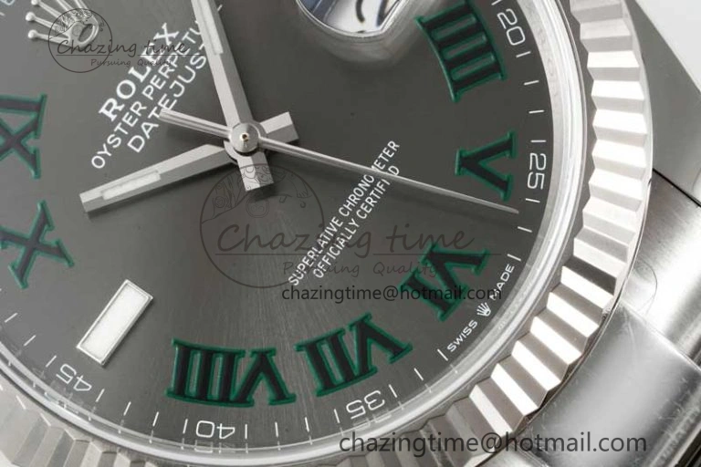 Breathable DateJust 41 126334 Clean 1:1 Best Edition 904L Steel Gray Roman Dial on Oyster Bracelet VR 2430