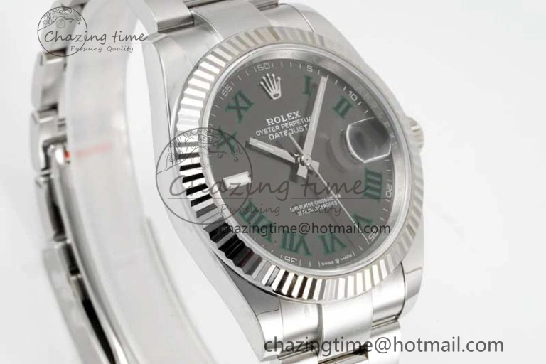Breathable DateJust 41 126334 Clean 1:1 Best Edition 904L Steel Gray Roman Dial on Oyster Bracelet VR 2430