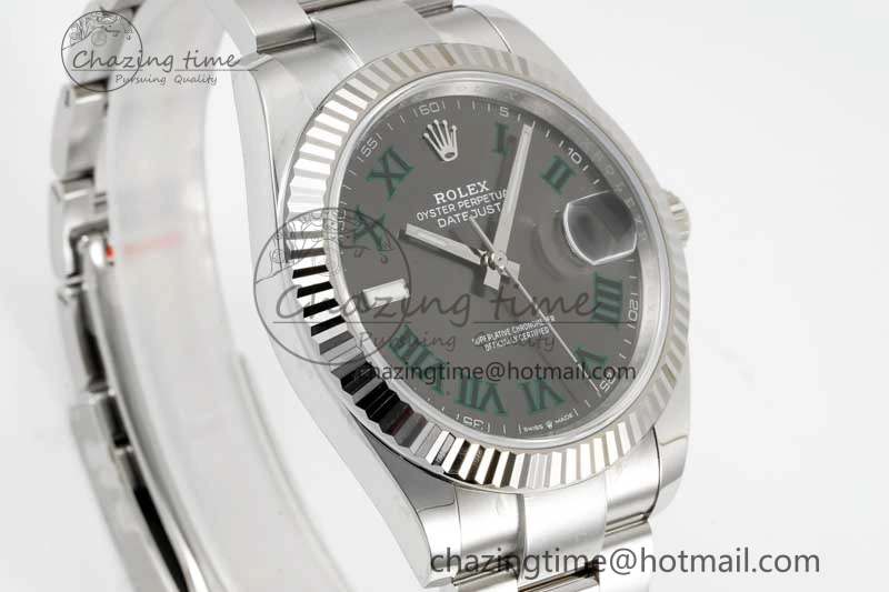 Breathable DateJust 41 126334 Clean 1:1 Best Edition 904L Steel Gray Roman Dial on Oyster Bracelet VR 2430