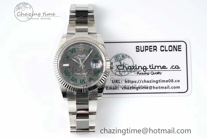 Breathable DateJust 41 126334 Clean 1:1 Best Edition 904L Steel Gray Roman Dial on Oyster Bracelet VR 2430
