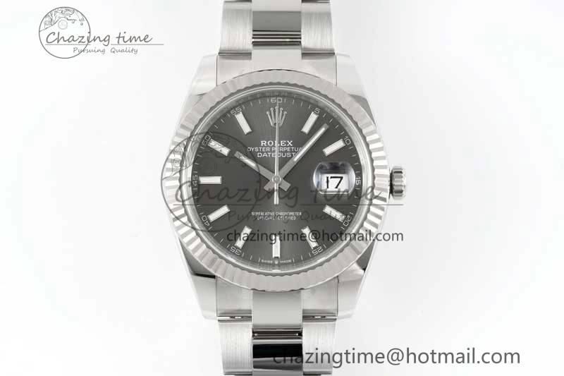 DateJust 41 126334 Clean 1:1 Best Edition 904L Steel Gray Stick Dial on Oyster Bracelet VR Lightweight 2433