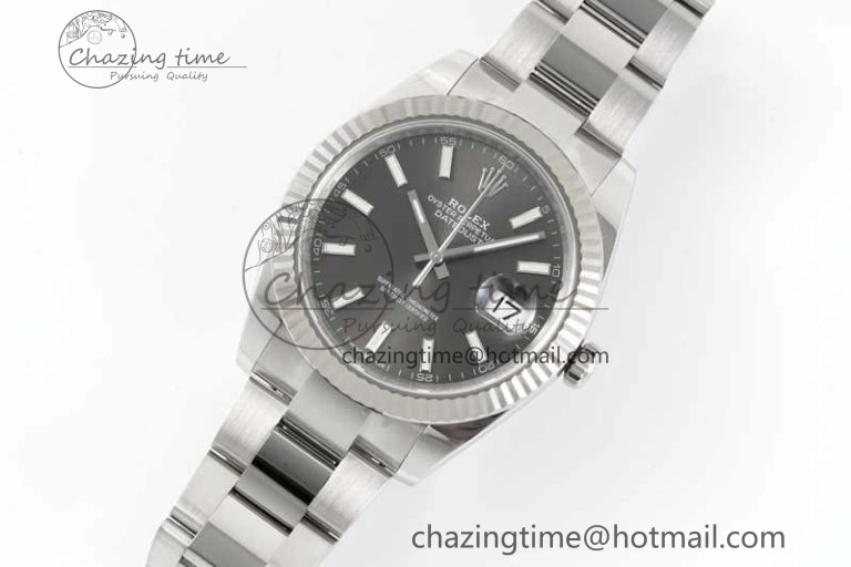 DateJust 41 126334 Clean 1:1 Best Edition 904L Steel Gray Stick Dial on Oyster Bracelet VR Lightweight 2433