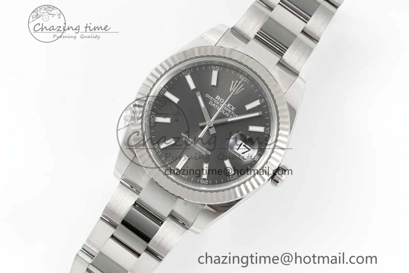 DateJust 41 126334 Clean 1:1 Best Edition 904L Steel Gray Stick Dial on Oyster Bracelet VR Lightweight 2433