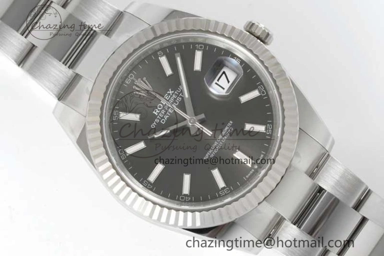 DateJust 41 126334 Clean 1:1 Best Edition 904L Steel Gray Stick Dial on Oyster Bracelet VR Lightweight 2433