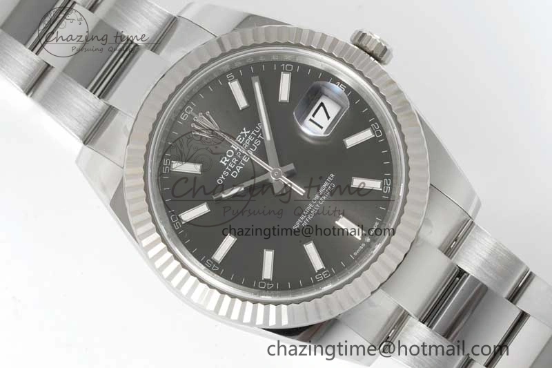 DateJust 41 126334 Clean 1:1 Best Edition 904L Steel Gray Stick Dial on Oyster Bracelet VR Lightweight 2433