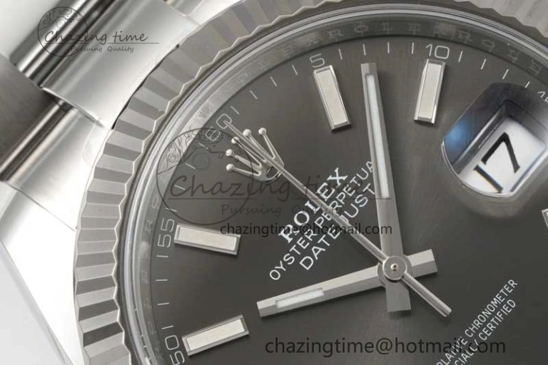 DateJust 41 126334 Clean 1:1 Best Edition 904L Steel Gray Stick Dial on Oyster Bracelet VR Lightweight 2433