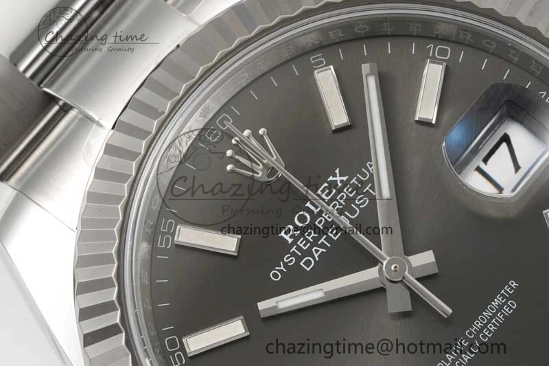 DateJust 41 126334 Clean 1:1 Best Edition 904L Steel Gray Stick Dial on Oyster Bracelet VR Lightweight 2433