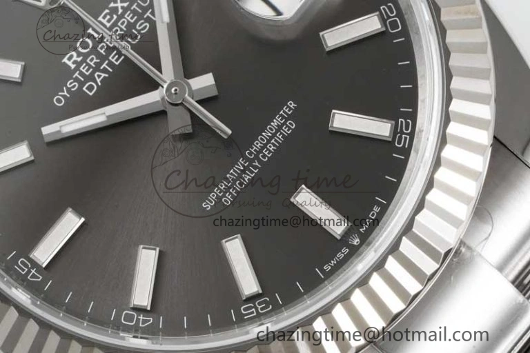 DateJust 41 126334 Clean 1:1 Best Edition 904L Steel Gray Stick Dial on Oyster Bracelet VR Lightweight 2433