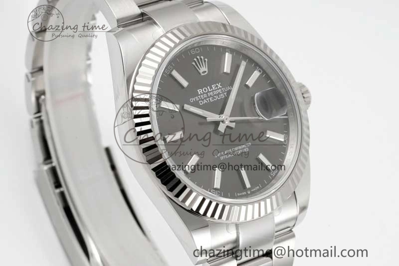 DateJust 41 126334 Clean 1:1 Best Edition 904L Steel Gray Stick Dial on Oyster Bracelet VR Lightweight 2433