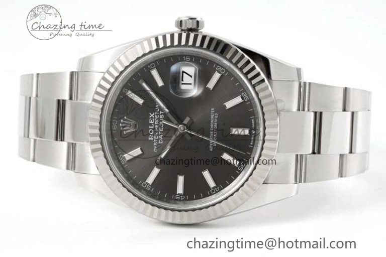 DateJust 41 126334 Clean 1:1 Best Edition 904L Steel Gray Stick Dial on Oyster Bracelet VR Lightweight 2433