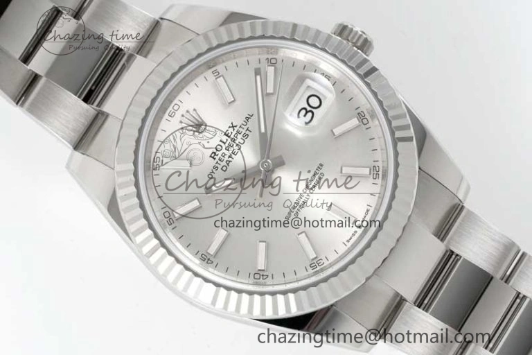 DateJust 41 126334 Clean 1:1 Best Edition 904L Steel Silver Stick Dial on Oyster Bracelet VR Trendy 2434