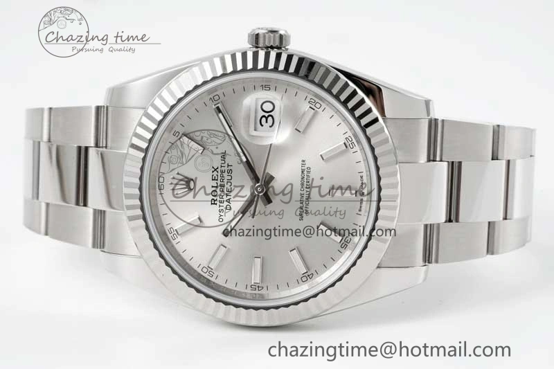 DateJust 41 126334 Clean 1:1 Best Edition 904L Steel Silver Stick Dial on Oyster Bracelet VR Trendy 2434