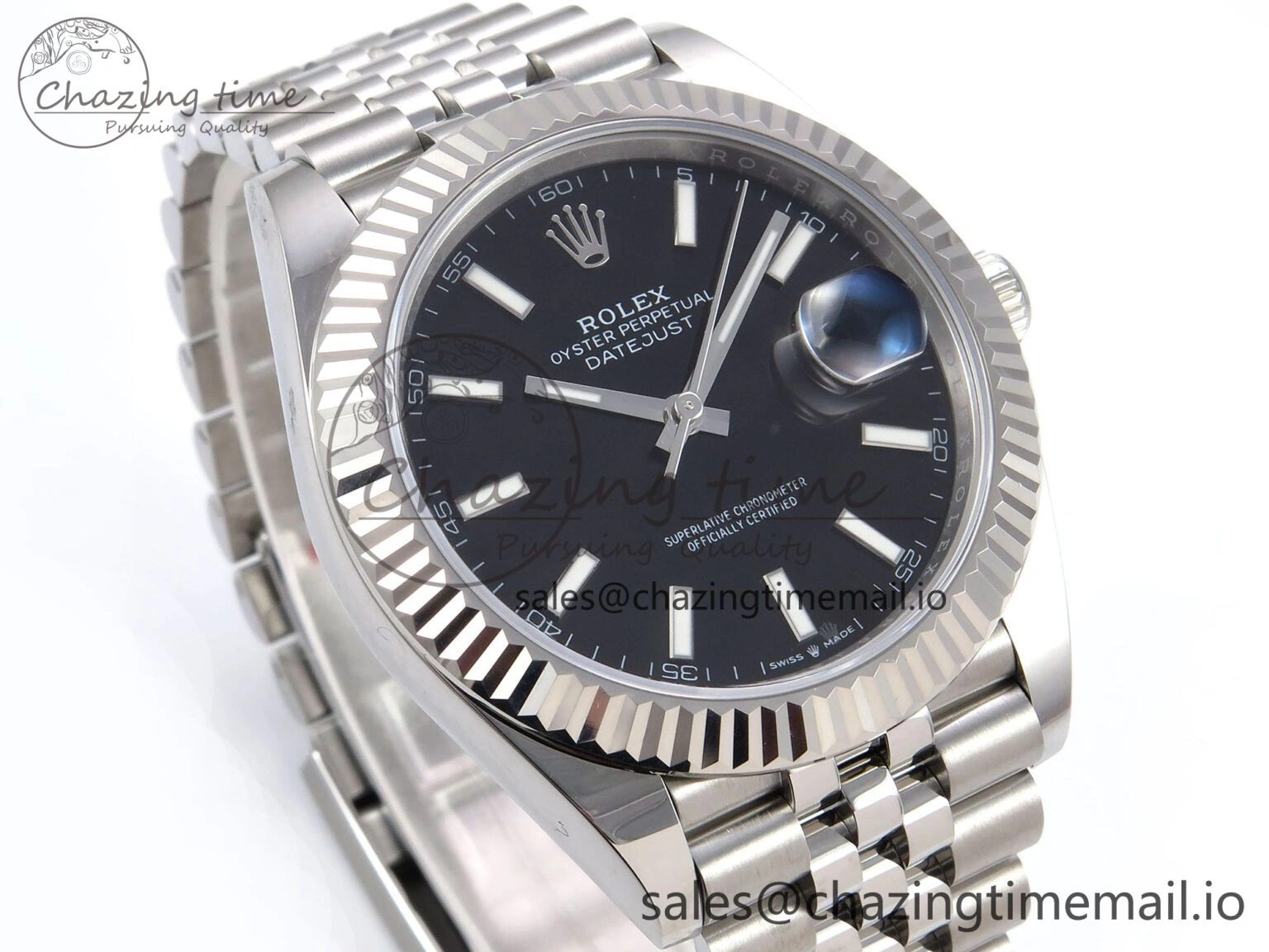 DateJust 41 126334 EWEF Best Edition Black Stick Dial on Jubilee Bracelet A Elegant 1046