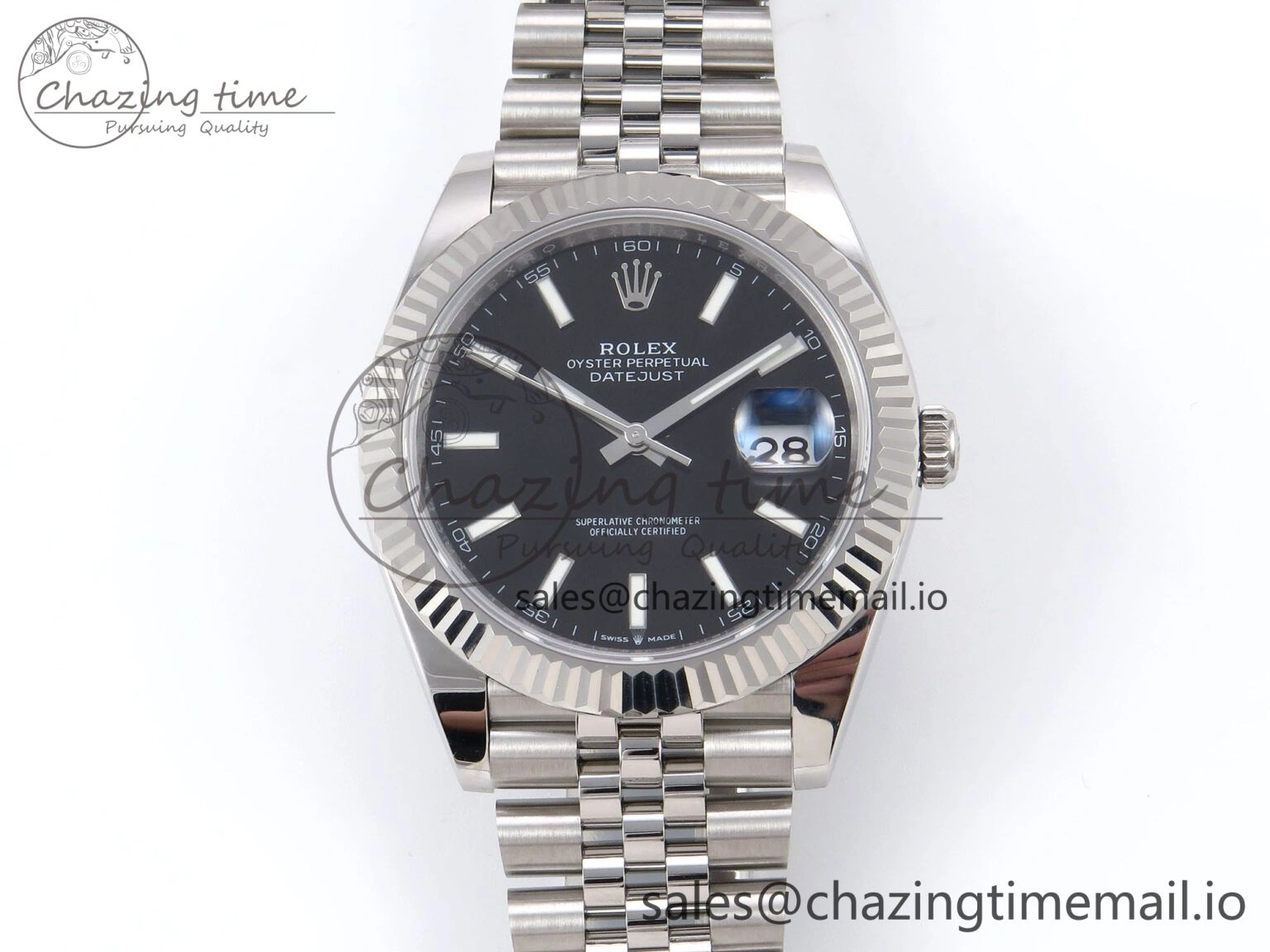 DateJust 41 126334 EWEF Best Edition Black Stick Dial on Jubilee Bracelet A Elegant 1046