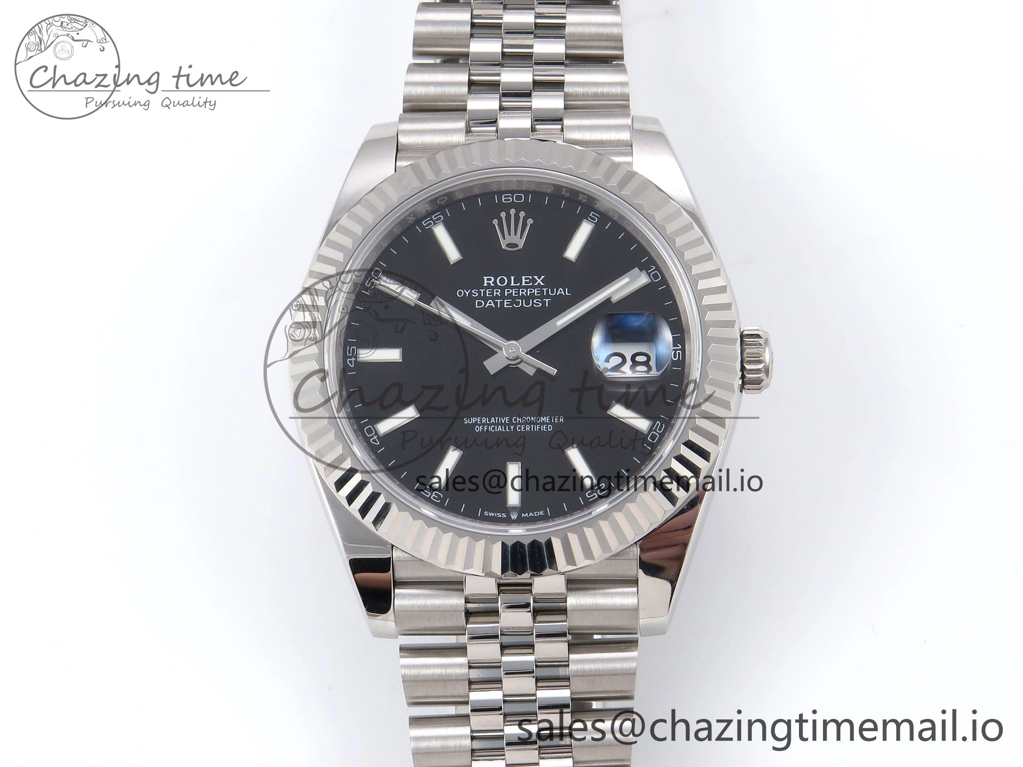 DateJust 41 126334 EWEF Best Edition Black Stick Dial on Jubilee Bracelet A Elegant 1046