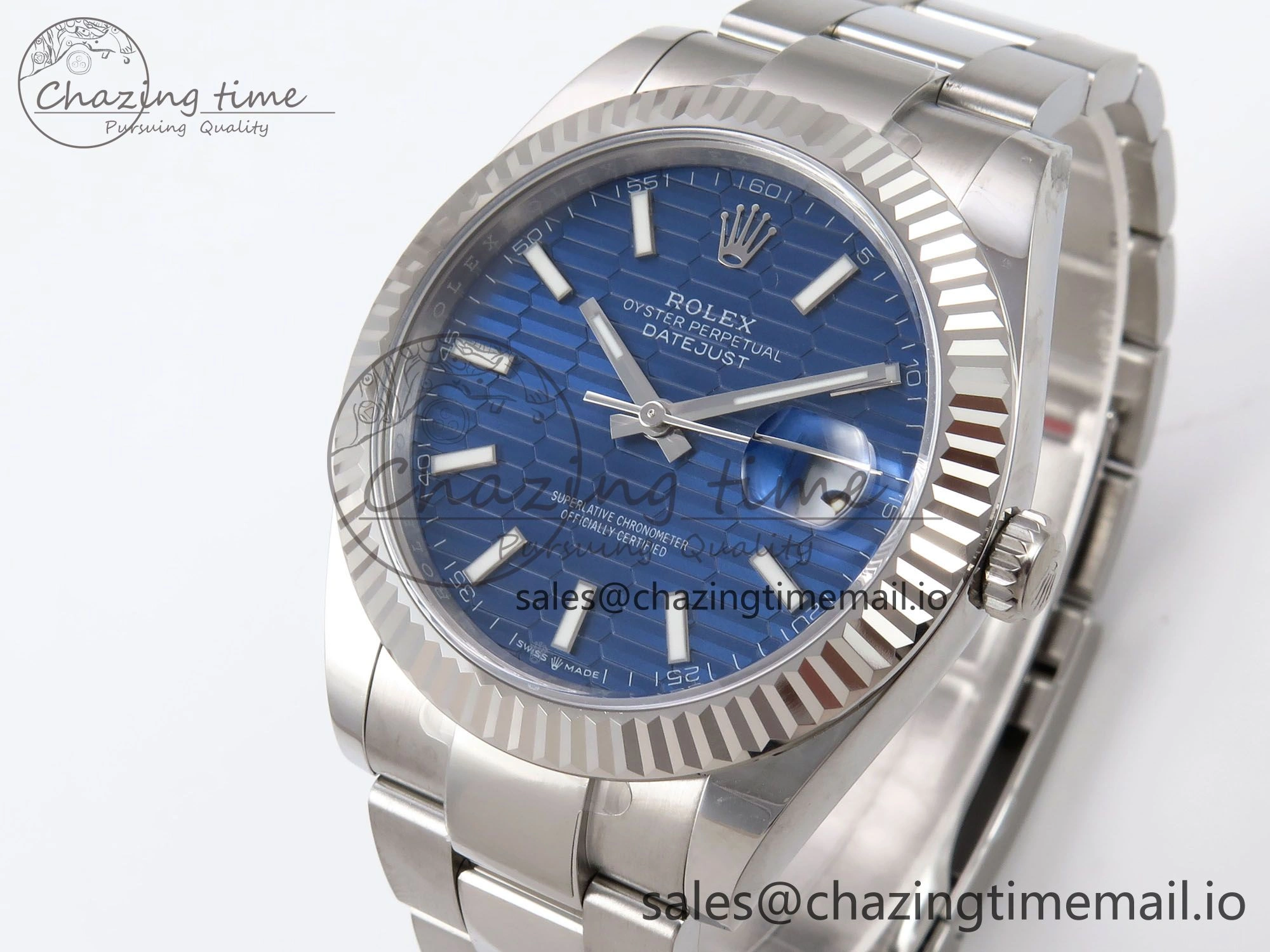 BestValue DateJust 41 126334 EWEF Best Edition Blue Textured Dial on Oyster Bracelet A 1053
