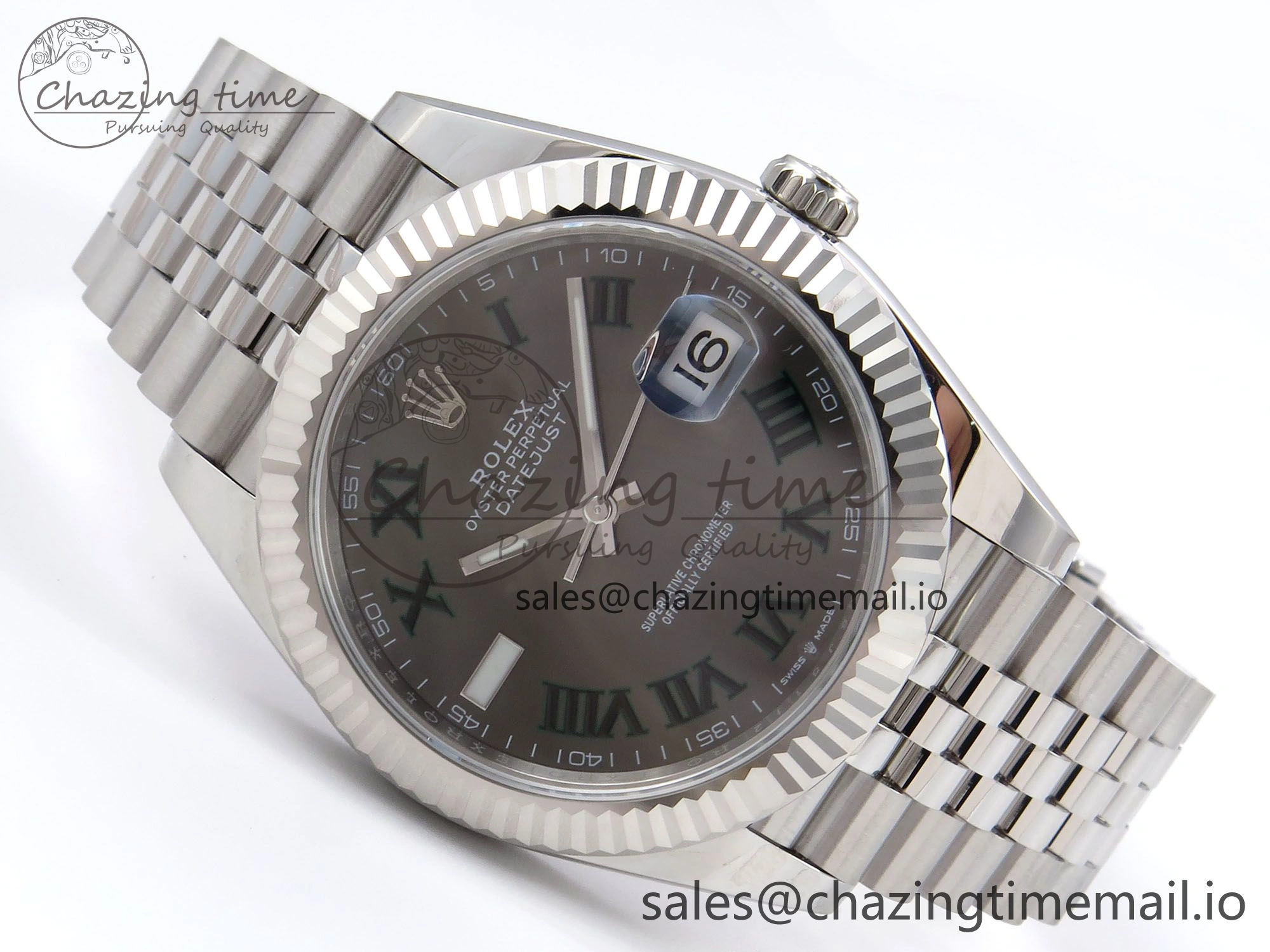 ZipUp DateJust 41 126334 EWEF Best Edition Gray Dial Green Roman on Jubilee Bracelet A 1045