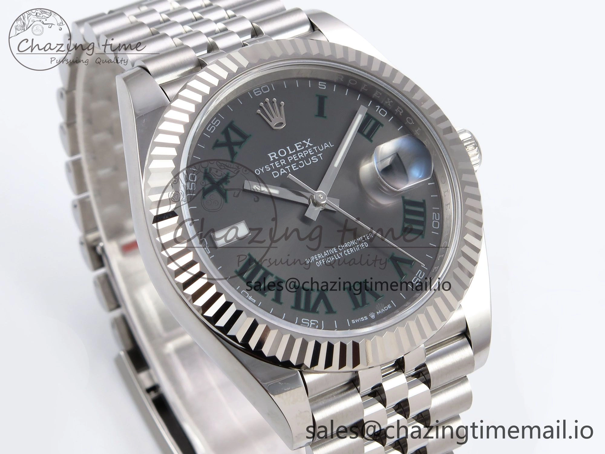 ZipUp DateJust 41 126334 EWEF Best Edition Gray Dial Green Roman on Jubilee Bracelet A 1045