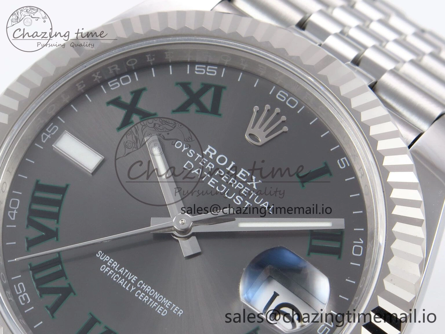 ZipUp DateJust 41 126334 EWEF Best Edition Gray Dial Green Roman on Jubilee Bracelet A 1045