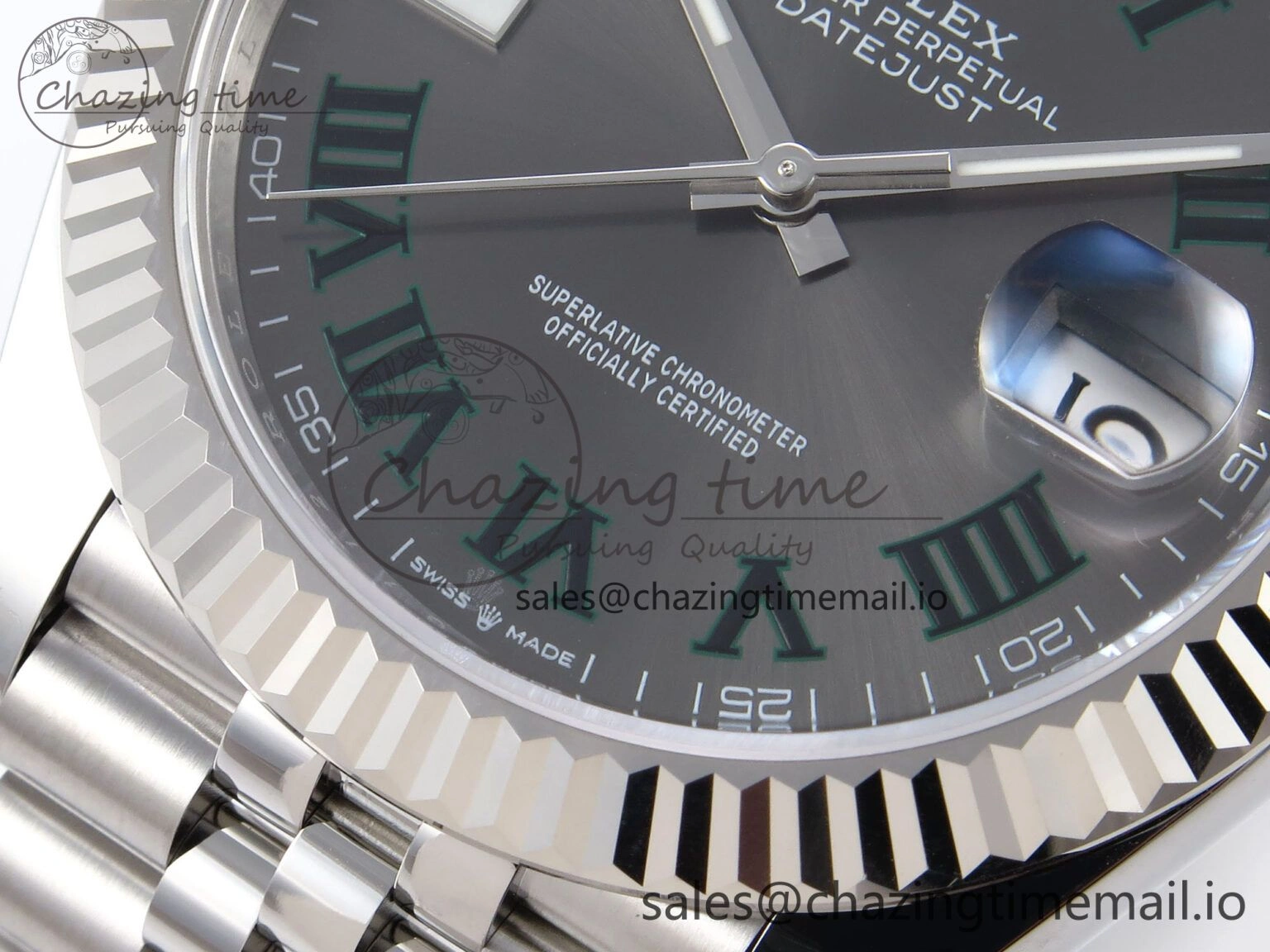 ZipUp DateJust 41 126334 EWEF Best Edition Gray Dial Green Roman on Jubilee Bracelet A 1045