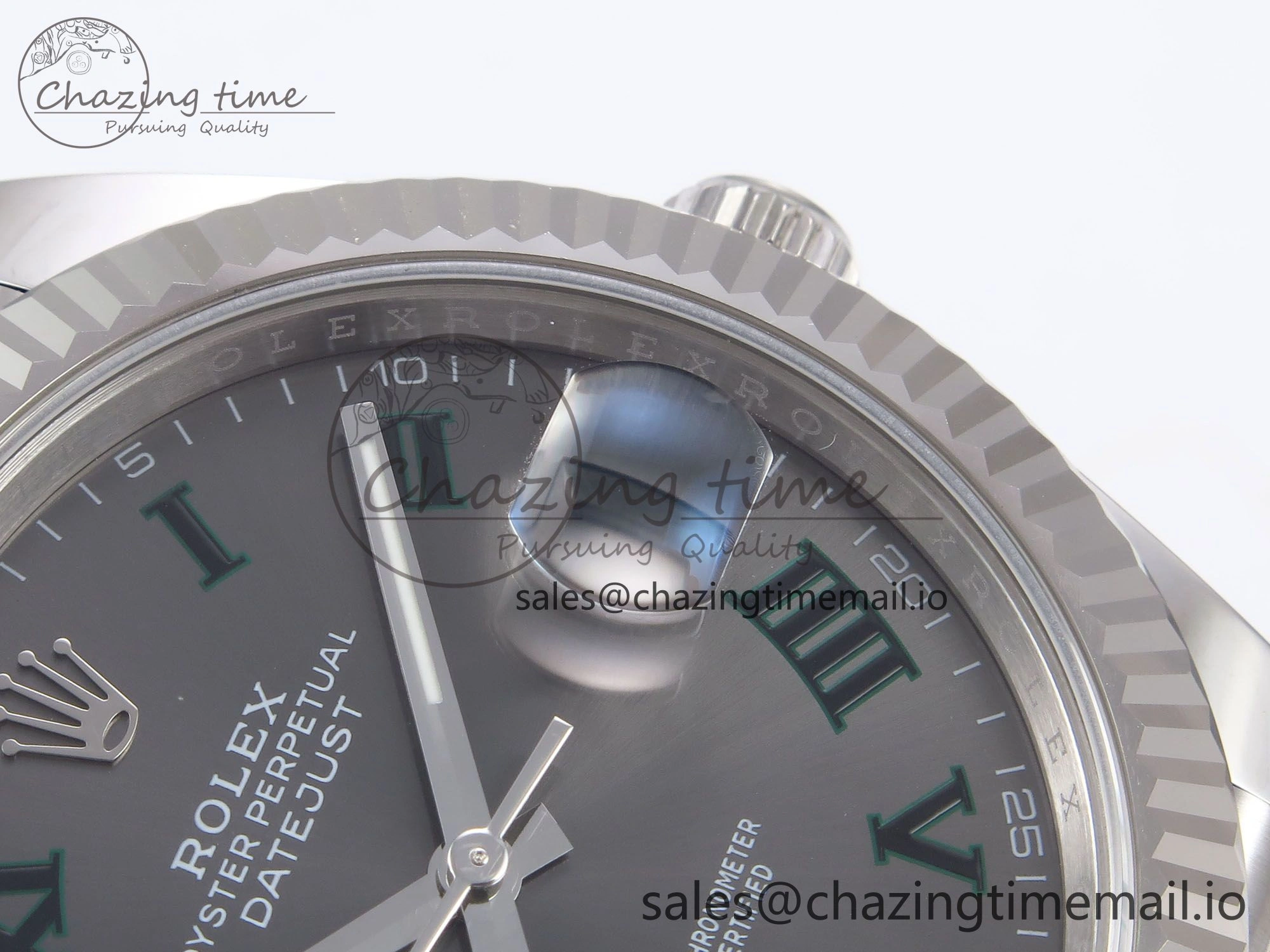 ZipUp DateJust 41 126334 EWEF Best Edition Gray Dial Green Roman on Jubilee Bracelet A 1045