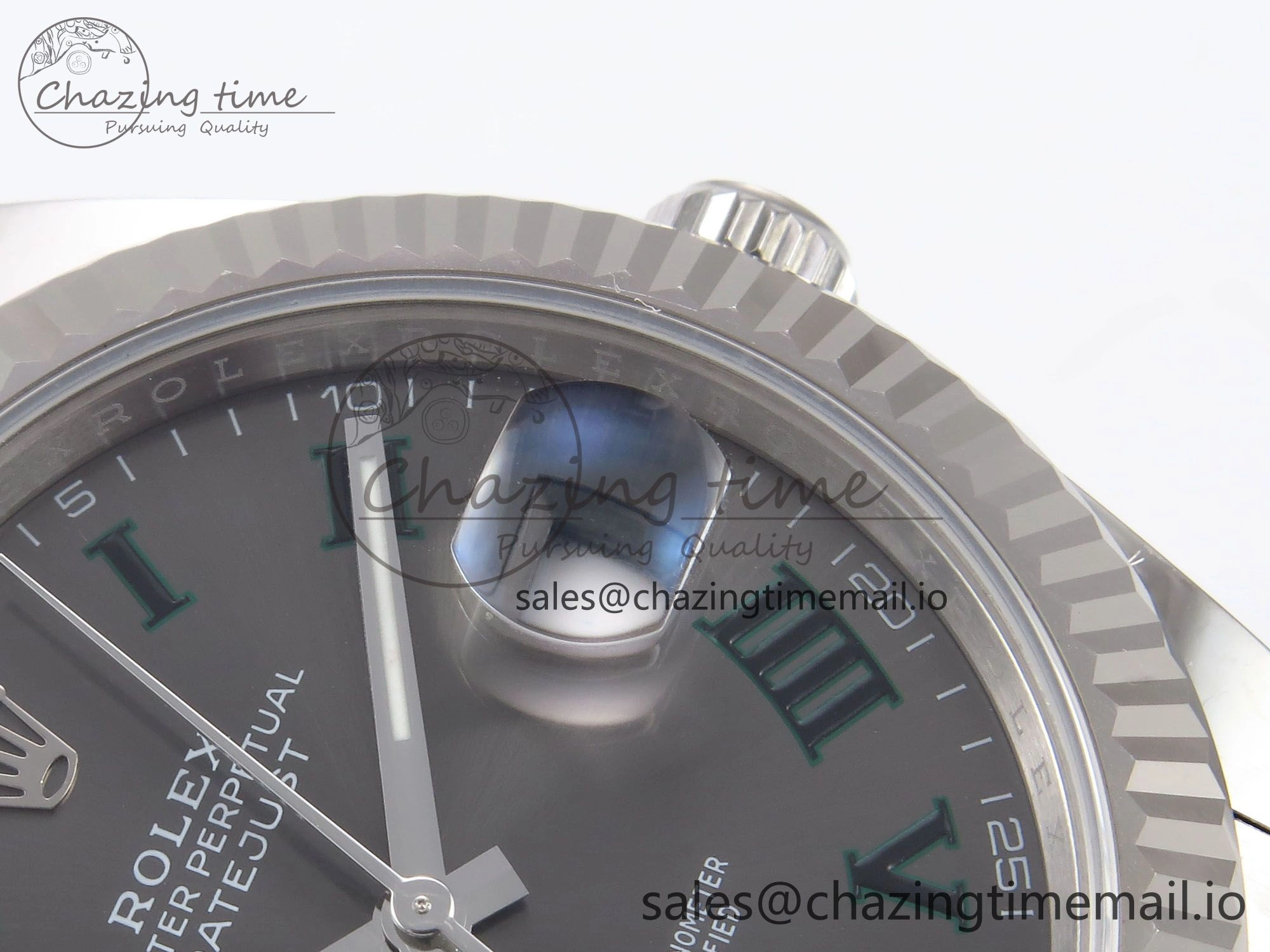 DateJust 41 126334 EWEF Best Edition Gray Dial Green Roman on Oyster Bracelet A Premium 1054