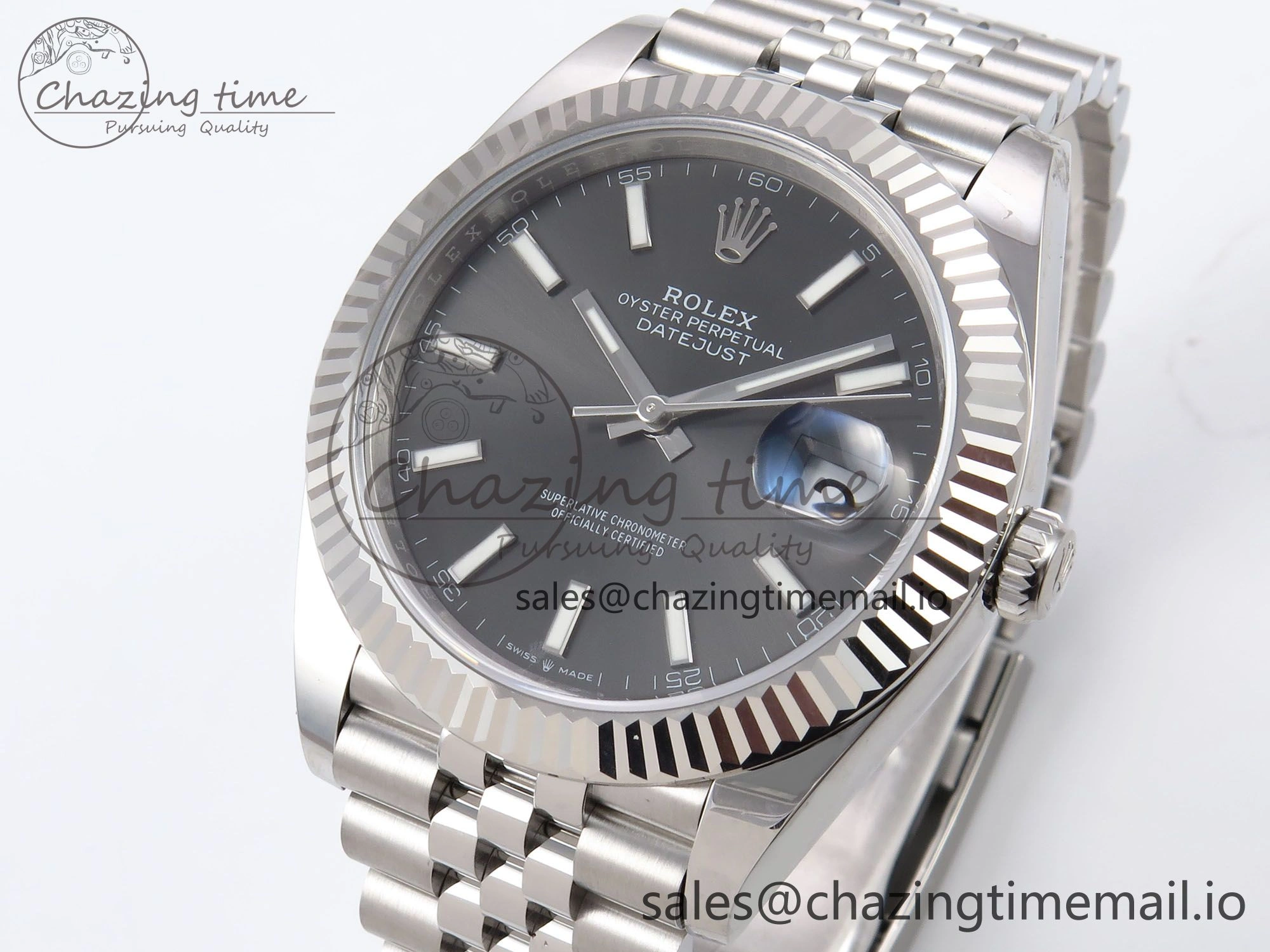 Breathable DateJust 41 126334 EWEF Best Edition Gray Stick Dial on Jubilee Bracelet A 1018